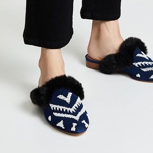 Soludos Sedona Faux Fur Beaded Mule NWOT